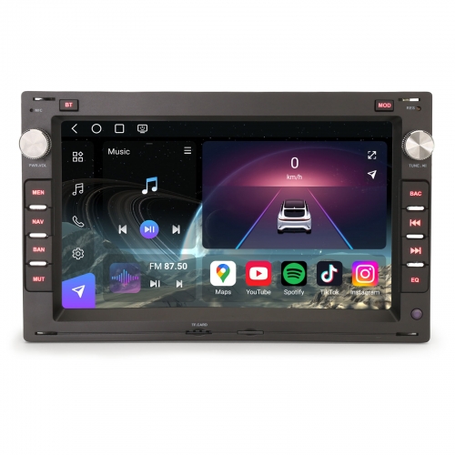 Erisin Qualcomm 8 Core 8GB+128GB Android 14 DAB+ Car Stereo Satnav for VW Passat Golf 4 T5 Polo SKODA Superb SEAT Ibiza CarPlay WiFi 4G FM USB ES9009V