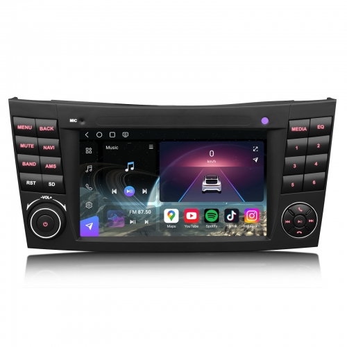 Erisin Qualcomm 8 Cœurs 8Go+128Go Android 14.0 DAB+ Autoradio Navi pour Mercedes BENZ Classe E/CLS W211 W219 CarPlay Android Auto WiFi 4G USB ES9081E