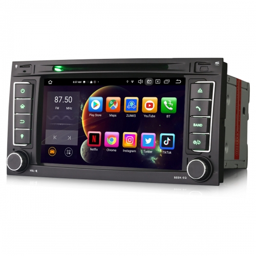 Erisin 4Go+64Go 8 Cœurs Android 14 DAB+ Autoradio Stéréo Navigateur pour VW Touareg T5 Multivan CarPlay Android Auto WiFi 4G USB CD Bluetooth ES8556T