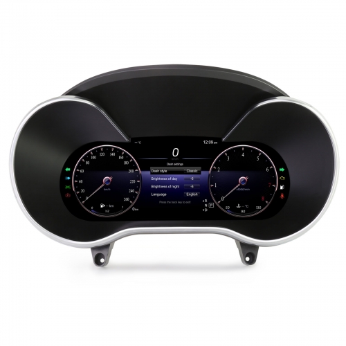 Erisin 12.3" LCD Display Dashboard Player Digital Gauge Cluster for Mercedes Benz C/GLC Class W205 X253 Plug & Play 5 Theme 1920x720 Linux ES48C50T