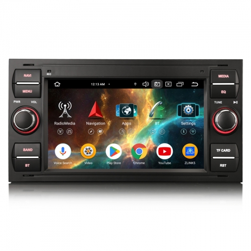 Erisin 8 Cœur 4Go+64Go Android 16 Autoradio GPS Navi pour Ford Focus C-Max Kuga Fiesta Transit CarPlay Android Auto WiFi USB Bluetooth DAB+ ES5566FB