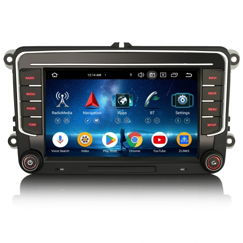 Erisin 8 Cœur 4+64Go Android 16 Autoradio Navi pour VW Golf 5/6 Passat Tiguan Touran SEAT Skoda CarPlay Android Auto WiFi USB Bluetooth DAB+ ES5535V