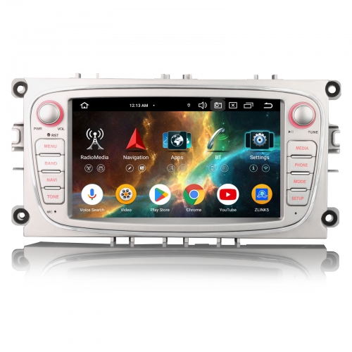 Erisin 8 Cœur 4Go+64Go Android 16 Autoradio GPS Navi pour Ford Focus S/C-Max Galaxy Mondeo CarPlay Android Auto WiFi USB Bluetooth DSP DAB+ ES5568FS