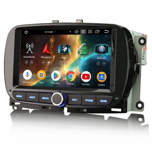 Erisin 8 Cœurs 4Go+64Go Android 16.0 Autoradio GPS Navi pour Fiat 500 500C 500S 500E CarPlay Android Auto WiFi 4G USB DSP Bluetooth 5.0 DAB+ ES6551F