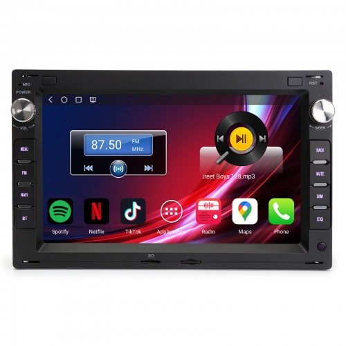Erisin Qualcomm 64GB Android 14 Head Unit GPS For VW Passat B5 Jetta Golf 4 Polo SKODA SEAT CarPlay Android Auto WiFi 4G USB Bluetooth DAB+ ES6609VB