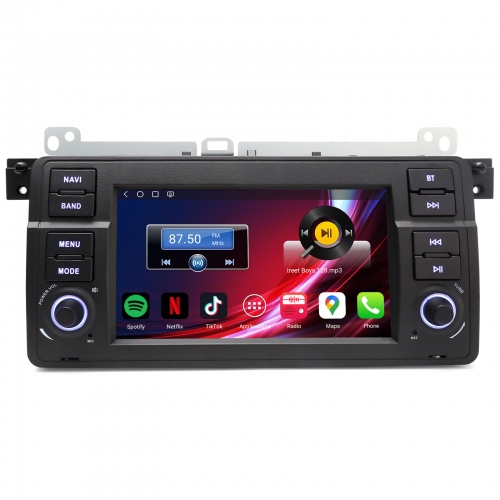 Erisin Snapdragon 4GB+64GB Android 14 Head Unit Sat Nav GPS for BMW 3er E46 Rover 75 MG ZT CarPlay Android Auto WiFi 4G USB Bluetooth 5.1 DAB+ ES6646B