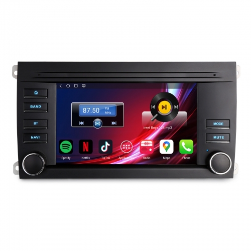 Erisin Snapdragon 4GB+64GB Android 14 Head Unit Sat Nav GPS for Porsche Cayenne 2003-2010 CarPlay Android Auto WiFi 4G USB Bluetooth 5.1 DAB+ ES6614C