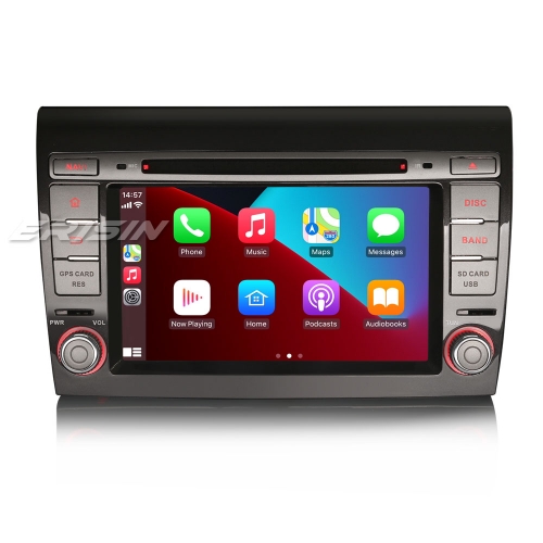 Erisin 8 Cœurs Android 14 IPS 4Go+64Go Autoradio pour Fiat Bravo CarPlay Android Auto sans Fil WiFi 4G Bluetooth CD USB TPMS DAB+ Navigateur ES8971F
