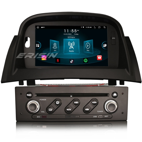 8-Core Android 14.0 Car Stereo 4GB+64GB Navi for Renault Megane II 2002-2008 Apple CarPlay Android Auto WiFi CANBus Bluetooth TPMS OBD2 DAB+ ES8936M