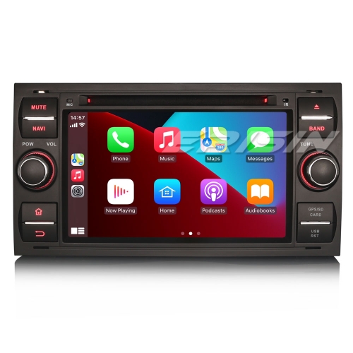 Erisin 4Go+64Go Android 14 Autoradio Navi pour Ford Mondeo C/S-Max Focus Kuga Fiesta Transit CarPlay Android Auto Bluetooth WiFi CD USB DAB+ ES8966FB