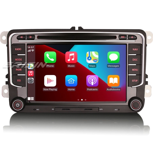 Erisin Android 14 4GB+64GB Head Unit for VW Caddy Golf MK5/6 Passat B6 Tiguan EOS Touran Skoda SEAT CarPlay Android Auto WiFi 4G CD DAB+ Navi ES8935V