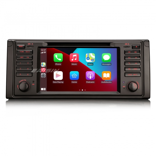 8-Cœurs Android 14 Autoradio 4Go+64Go Navi pour BMW 5 Série E39 M5 Apple CarPlay Android Auto DSP 4G WiFi USB DVD CANBus Bluetooth DAB+ OBD2 ES8939B