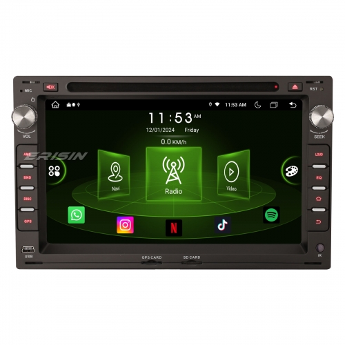 Erisin 7 inch Android 14 IPS 4GB+64GB Head Unit for VW Passat Jetta BORA POLO Golf 4 T5 SEAT Skoda CarPlay Android Auto WiFi 4G USB DAB+ Navi ES8909V
