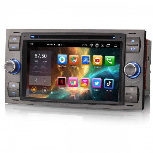 Erisin 8-Cœur 64Go Android 16 Autoradio DAB+ Navi pour FORD C/S-Max Transit Connect Focus Kuga CarPlay&Android Auto WiFi CD USB Bluetooth 5.0 ES8566FB