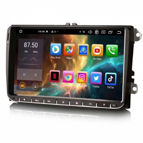 Erisin 8 Core Android 16 4GB+64GB Head Unit DAB+ SatNav for VW Passat B6 Golf 5/6 Jetta Skoda SEAT CarPlay&Auto WiFi 4G DSP TPMS Bluetooth 5.0 ES8528V