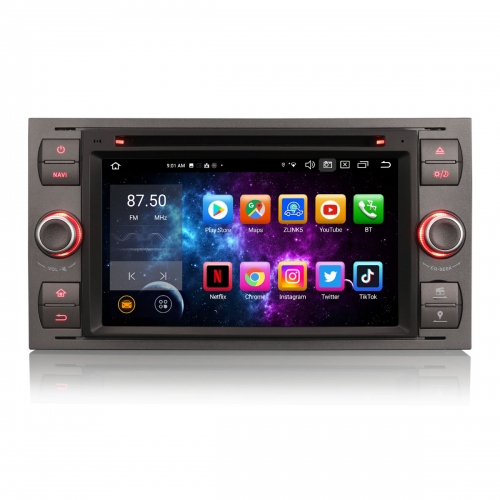 Erisin 8-Cœur 64Go Android 16 Autoradio DAB+ Navi pour FORD C/S-Max Transit Fiesta Focus Mondeo CarPlay&Android Auto WiFi 4G CD Bluetooth 5.0 ES8566FG