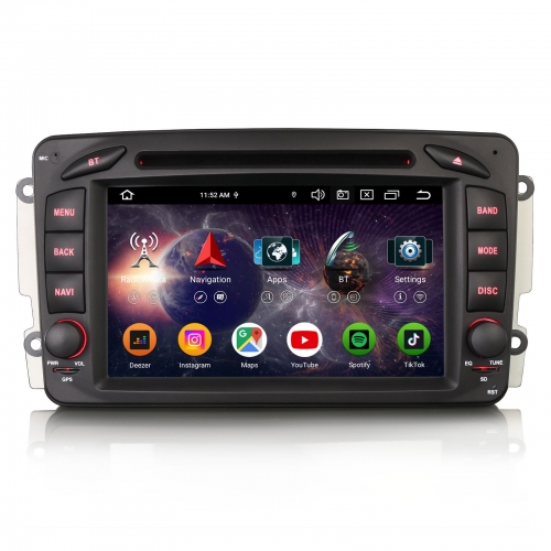 Erisin 8 Core 8GB+128GB Android 16 DAB+ Head Unit for Mercedes-Benz C/CLK/G/A Class W209 Viano Vito Satnav CarPlay Android Auto WiFi 4G USB CD ES9163C
