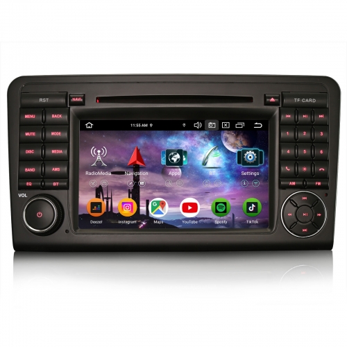 Erisin 8 Cœur 8Go+128Go Android 16 DAB+ Autoradio pour Mercedes-Benz Classe ML/GL W164 X164 Navi CarPlay Android Auto WiFi 4G USB CD Bluetooth ES9183L