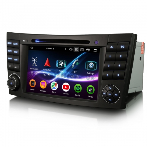 Erisin 8 Cœur 8Go+128Go Android 16 DAB+ Autoradio pour Mercedes-Benz Classe CLS/E W219 W211 Navi CarPlay Android Auto WiFi 4G USB CD Bluetooth ES9181E