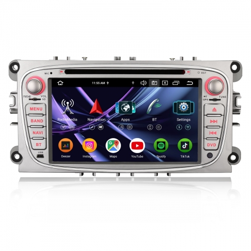 Erisin 8 Core 8GB+128GB Android 16 DAB+ Head Unit for FORD C-Max S-Max Focus Mondeo Galaxy Sat Nav CarPlay Android Auto WiFi 4G USB CD BT 5.0 ES9168FS