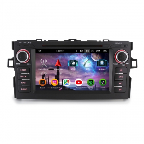 Erisin 8 Cœurs 8Go+128Go Android 16 DAB+ Autoradio pour Toyota AURIS (2007-2012) Navigateur CarPlay Android Auto WiFi 4G USB DSP CD Bluetooth ES9117A