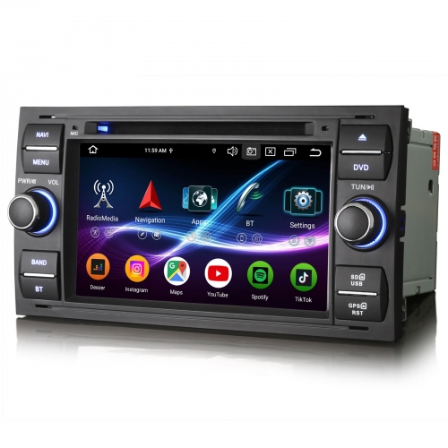 Erisin 8 Core 8GB+128GB Android 16 DAB+ Head Unit for FORD C/S-Max Focus Galaxy Fiesta Kuga Transit Satnav CarPlay Android Auto WiFi 4G USB CD ES9166F