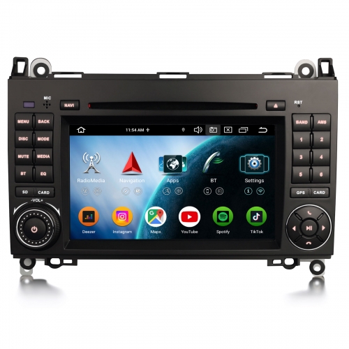 Erisin 8 Core 8GB+128GB Android 16 DAB+ Head Unit for Mercedes A/B Class W169 Sprinter VW Crafter Sat Nav CarPlay Android Auto WiFi 4G USB CD ES9172B