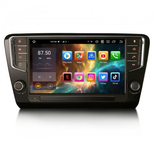 Erisin 9 Inches 8 Core Android 16 4GB+64GB Head Unit DAB+ Sat Nav for SKODA Octavia MK3 2014-2018 CarPlay Android Auto WiFi USB DSP Bluetooth ES8527S