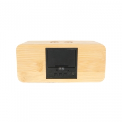 Bamboo wireless charger clock