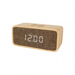 Bamboo wireless charger clock