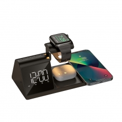 5 in 1 Alarm clcock wireless charger with night light