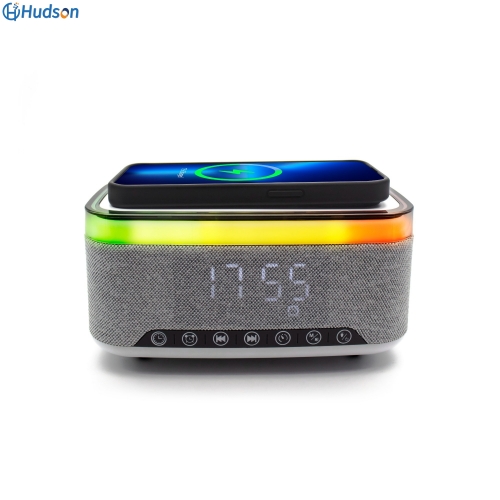 White Noise Bluetooth Speaker with Wireless Charger and Clock