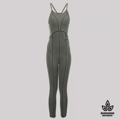 Washed Strechy Jumpsuit in Dark Green