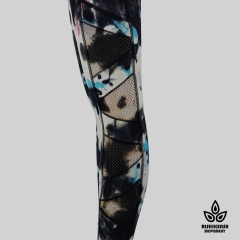 Graffiti Tie-Dye Leggings with Mesh Inserts on Legs and Pockets Detail Grattifi