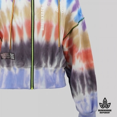 Colorful Tie-Dye Cropped Cut Long-Sleeve Hoody