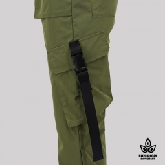 Straight Leg Drawstring Trousers with Fuctional Pockets in Army Green