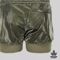 shiny Olive Lightweight Sporty Shorts with Elasticated Waist