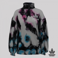 Graffiti Tie-Dye Sweatshirt with Roll Neck and Fitted Cuffs