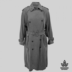 Heavy Enzyme Washed Utility Coat with Adjustable Belt in Charcoal Grey