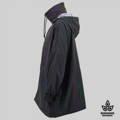 Waterproof Jacket with Drawstring Hood in Fluorescent Purple