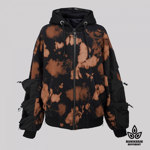 Only Better Tie-Dye Hoodie with Zip Fastening and Mesh Details