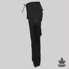 Straight Leg Drawstring Trousers with Fuctional Pockets