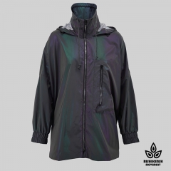 Waterproof Jacket with Drawstring Hood in Fluorescent Purple