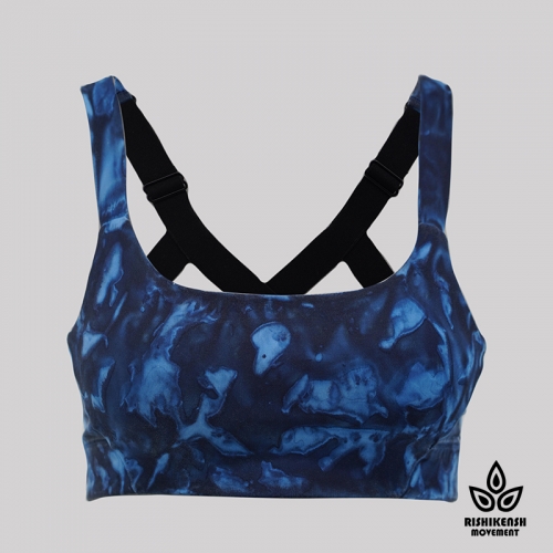 Magic Paint Soft Tie Dye Bra with Elasticated Shoulder Straps in Blue