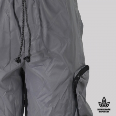 Silvery Grey Reflective Shorts with Functional Pockets