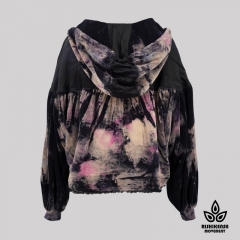 Tie-Dyed Cropped Cut Drawstring Hoody