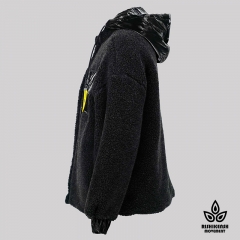 Teddy Hooded Fleece Coat in Black
