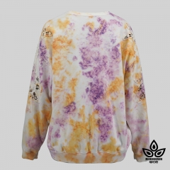 Embroidery Sleeve Cotton Blend Tie Dye Sweatshirt