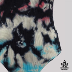 Graffiti Tie-Dye High-Cut Leg Cross-Back Tie Swimsuit