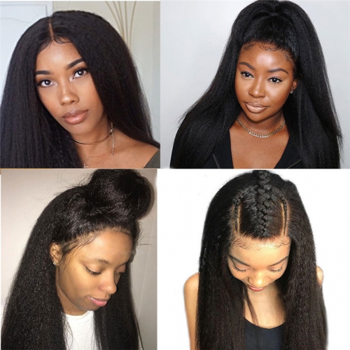 QueenWeaveHair Best Virgin Hair Wigs 13x6 Kinky Straight Lace Front Wig Human Hair Wigs